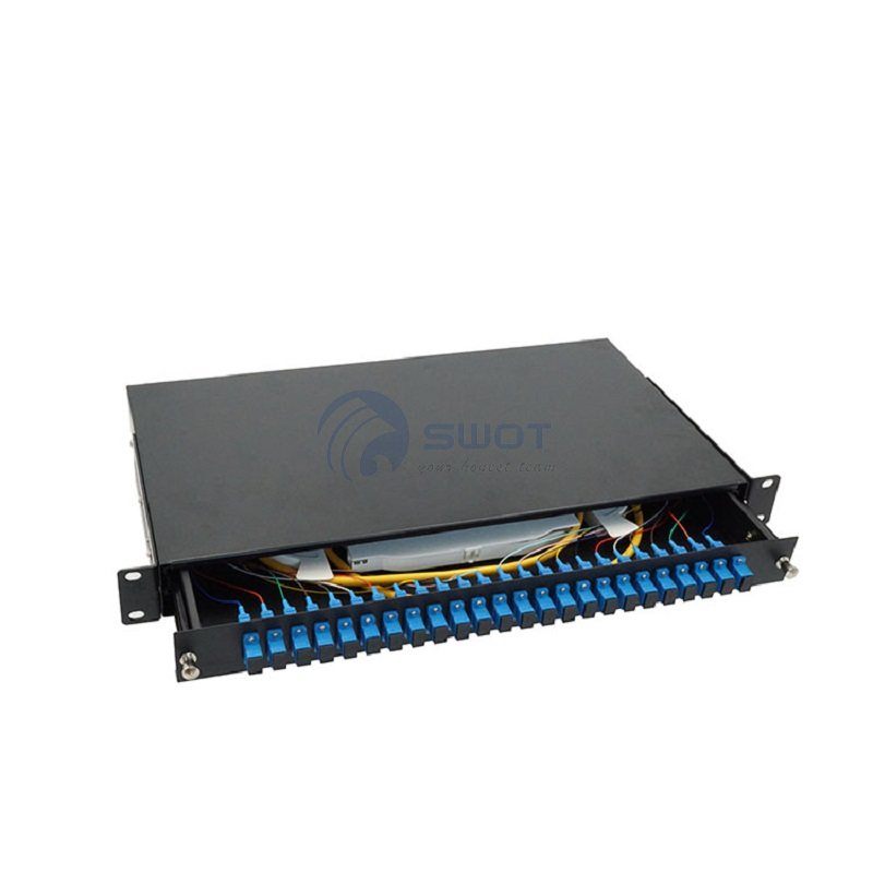 1U 24 puertos 19 pulgadas de montaje en rack de montaje de fibra óptica de fibra óptica ODF